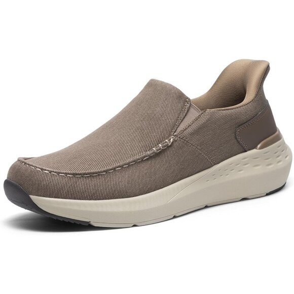 〽️Men\'s Closed Toe Pull-On Loafers Brown Sneakers Canvas Walking Comfort Shoes